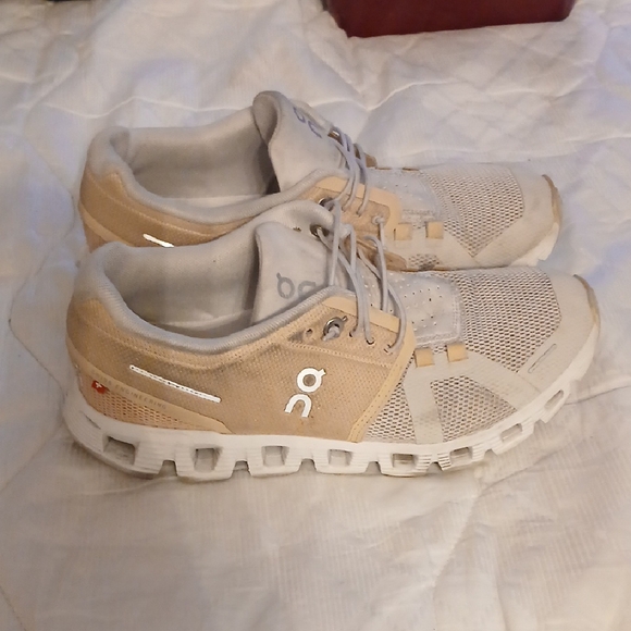 On Running Tan and White Athletic Shoes - Picture 1 of 6